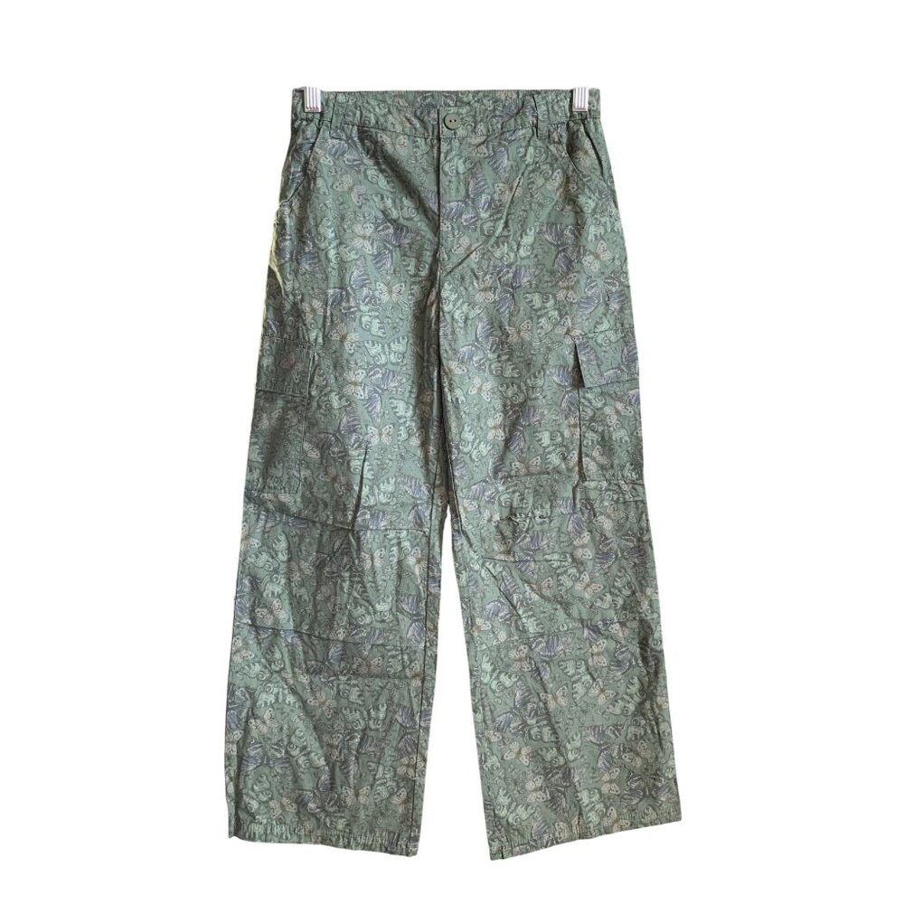 Art Class Junior Girls Cargo Pants Green Butterfly Pattern Pockets Size XL (14) - Picture 8 of 9